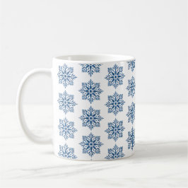 Sneeuwvlokken ruitpatroon Blauw Vakantie Koffiemok