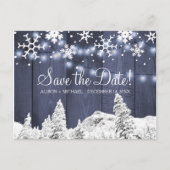 Sneeuwvlokken rustieke hangende lichten bruiloft o aankondigingskaart (Voorkant)