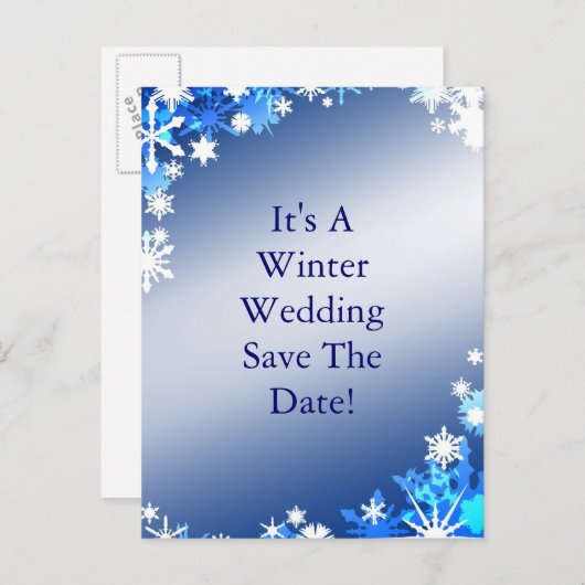 Sneeuwvlokken Save the Date Briefkaart (Voorkant / Achterkant)