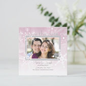 Sneeuwvlokken Save the Date: Winter Roze Date (Staand voorkant)