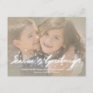 Sneeuwvlokken Seizoenen Groetjes Foto Effect Brief Feestdagenkaart