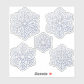 Sneeuwvlokken Silver Glitter Bord Blue Sticker (Vel)