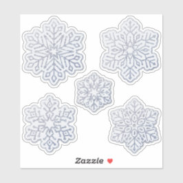 Sneeuwvlokken Silver Glitter Bord Blue Sticker