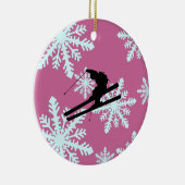sneeuwvlokken skiën keramisch ornament (Rechts)