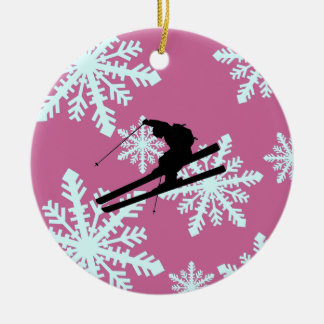 sneeuwvlokken skiën keramisch ornament