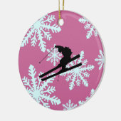 sneeuwvlokken skiën keramisch ornament (Links)