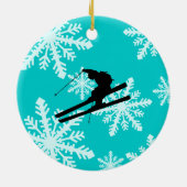 sneeuwvlokken skiën keramisch ornament (Achterkant)
