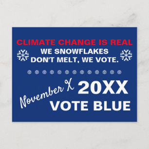 Sneeuwvlokken smelten niet, we stemmen blauw 2020 briefkaart