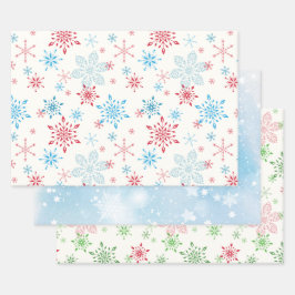 Sneeuwvlokken, sneeuw, sterren, blauwe winterhemel inpakpapier vel
