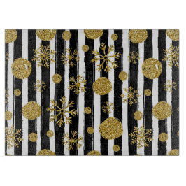 Sneeuwvlokken, sneeuwballen en strepen snijplank