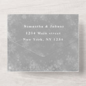 Sneeuwvlokken Sneeuwgrijze winterWonderland Wedden All In One Uitnodiging (Achterkant)