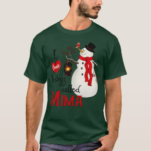 sneeuwvlokken sneeuwman ik hou ervan om hem genoe t-shirt