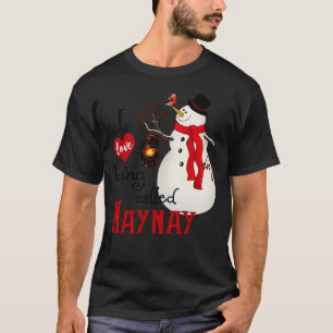 sneeuwvlokken sneeuwman ik hou ervan om nee te wo t-shirt