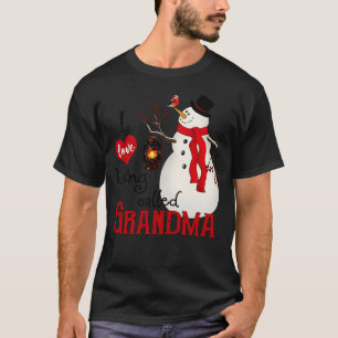 sneeuwvlokken sneeuwman ik hou van wordt genoemd t-shirt