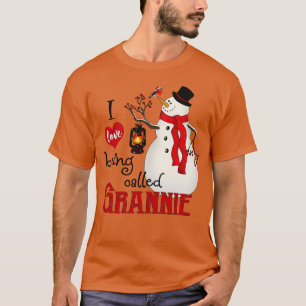 sneeuwvlokken sneeuwman ik hou van wordt genoemd t-shirt