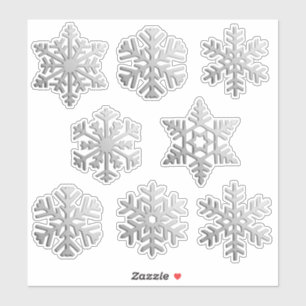 Sneeuwvlokken / Sneeuwvlokken in een nepzilverafwe Sticker