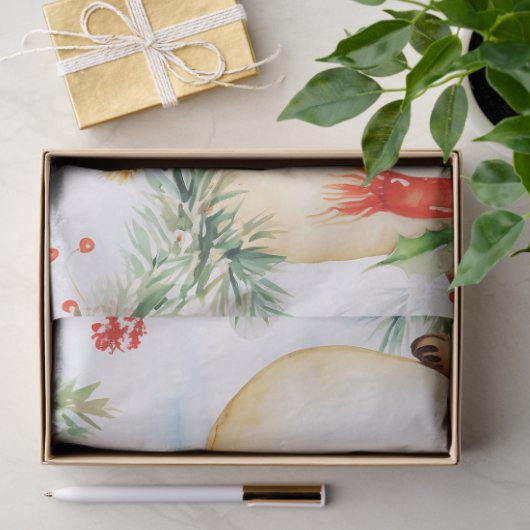 Sneeuwvlokken Sneeuwvlokken Snow Holly Berries Ker Tissuepapier (Geschenk)