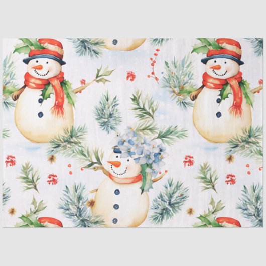 Sneeuwvlokken Sneeuwvlokken Snow Holly Berries Ker Tissuepapier (Voorkant)