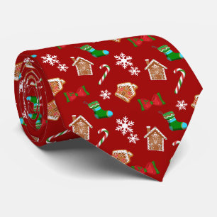 Sneeuwvlokken Snoepstok Rood Kerstpatroon Stropdas