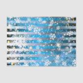 Sneeuwvlokken Sparkles and Lights on Blue Stripes Tissuepapier (Voorkant)