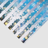 Sneeuwvlokken Sparkles and Lights on Blue Stripes Tissuepapier (Detail)