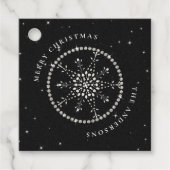 Sneeuwvlokken Sparkles Glitter Black Christmas Chi Bedankjes Labels (Voorkant)