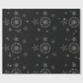 Sneeuwvlokken Sparkles Glitter Black Christmas Chi Cadeaupapier (Vlak)
