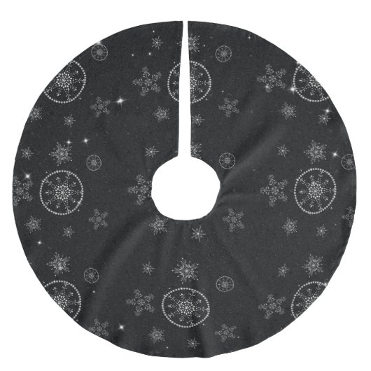 Sneeuwvlokken Sparkles Glitter Black Christmas Chi Kerstboom Rok (Voorkant)