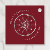 Sneeuwvlokken Sparkles Glitter Red Christmas Chic Bedankjes Labels (Achterkant)