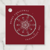 Sneeuwvlokken Sparkles Glitter Red Christmas Chic Bedankjes Labels (Voorkant)
