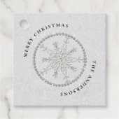 Sneeuwvlokken Sparkles Glitter Witte Kerst Chic Bedankjes Labels (Voorkant)