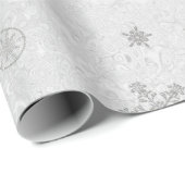 Sneeuwvlokken Sparkles Glitter Witte Kerst Chic Cadeaupapier (Rol Hoek)