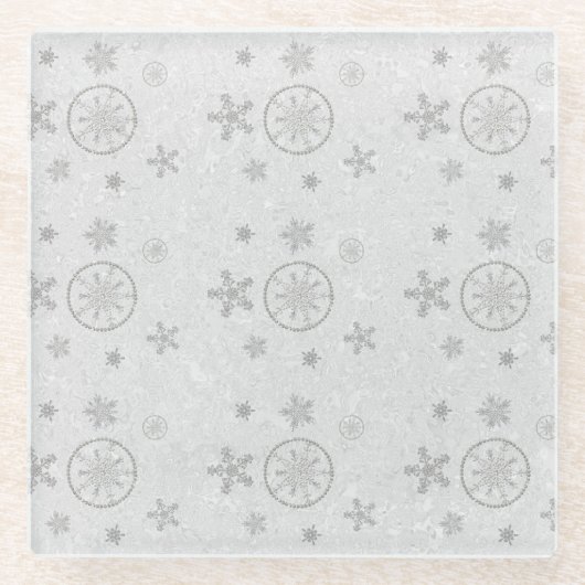 Sneeuwvlokken Sparkles Glitter Witte Kerst Chic Glazen Onderzetter (Voorkant)
