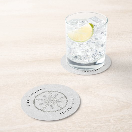 Sneeuwvlokken Sparkles Glitter Witte Kerst Chic Ronde Kartonnen Onderzetter (Insitu)