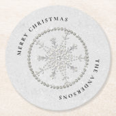 Sneeuwvlokken Sparkles Glitter Witte Kerst Chic Ronde Kartonnen Onderzetter (Voorkant)