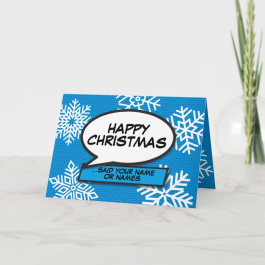 Sneeuwvlokken Speech Bubble Leuk Retro Stripboek Kaart (Voorkant)