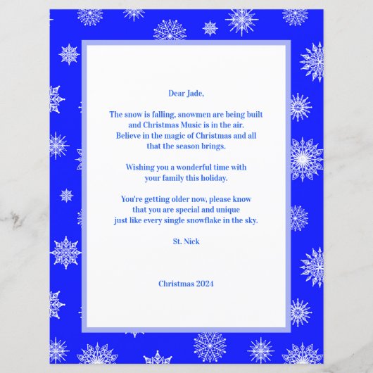 Sneeuwvlokken St. Nick Letter (Voorkant)