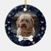 Sneeuwvlokken Sterren Custom Pet Puppy Dog Foto Keramisch Ornament (Voorkant)