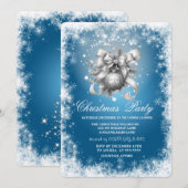 Sneeuwvlokken, Sterren, Kerstballen Blauwe Kerst Kaart (Voorkant / Achterkant)