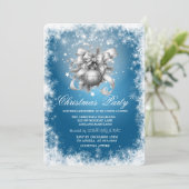 Sneeuwvlokken, Sterren, Kerstballen Blauwe Kerst Kaart (Staand voorkant)