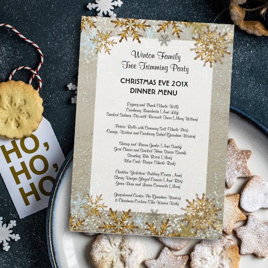 Sneeuwvlokken Strand Zand Kust Kerstmenu Menu