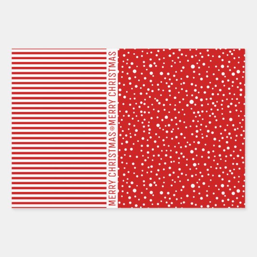 Sneeuwvlokken, strepen en kerstbomen, rood inpakpapier vel (Voorkant 2)