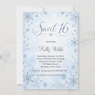 Sneeuwvlokken Sweet 16 Winter Wonderland Kaart