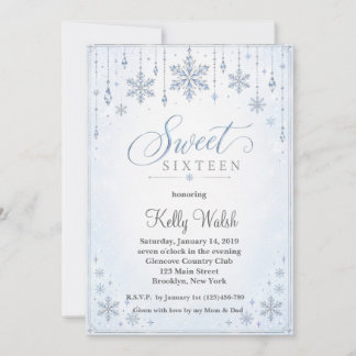 Sneeuwvlokken Sweet 16 Winter Wonderland Kaart