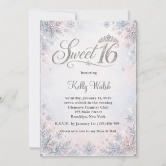 Sneeuwvlokken Sweet 16 Winter Wonderland Kaart