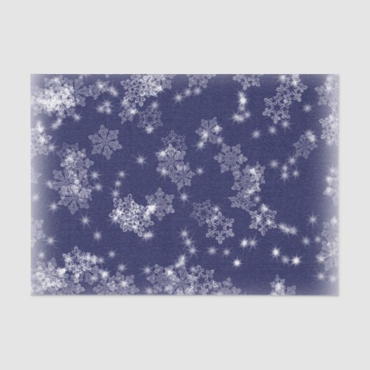 Sneeuwvlokken tegen een nachtelijke hemel tissuepapier (Voorkant)