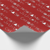 Sneeuwvlokken Typografie Kerstmis in juli Rood Cadeaupapier (Hoek)