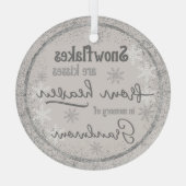 Sneeuwvlokken uit de hemel ter nagedachtenis van p glas ornament (Achterkant)