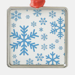 Sneeuwvlokken vallen, sneeuwjacht metalen ornament