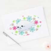 Sneeuwvlokken van baby ovale sticker (Envelop)